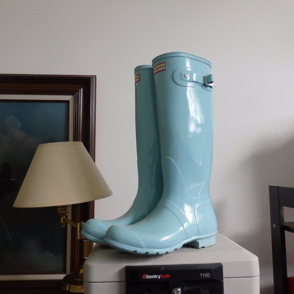 Rare Tiffany Blue Original tall Hunter rain boots wellies US 9 UK 7 EU 40/41